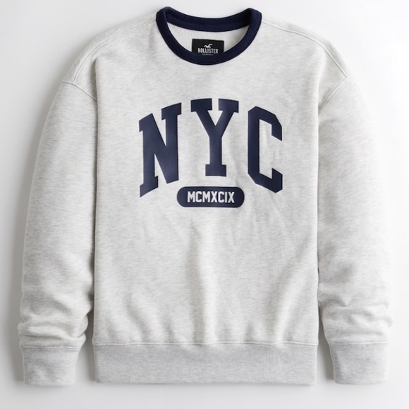 Hollister Other - NWT - Hollister Men's Embroidered Graphic Crew Sweatshirt (Heather Grey / XL)